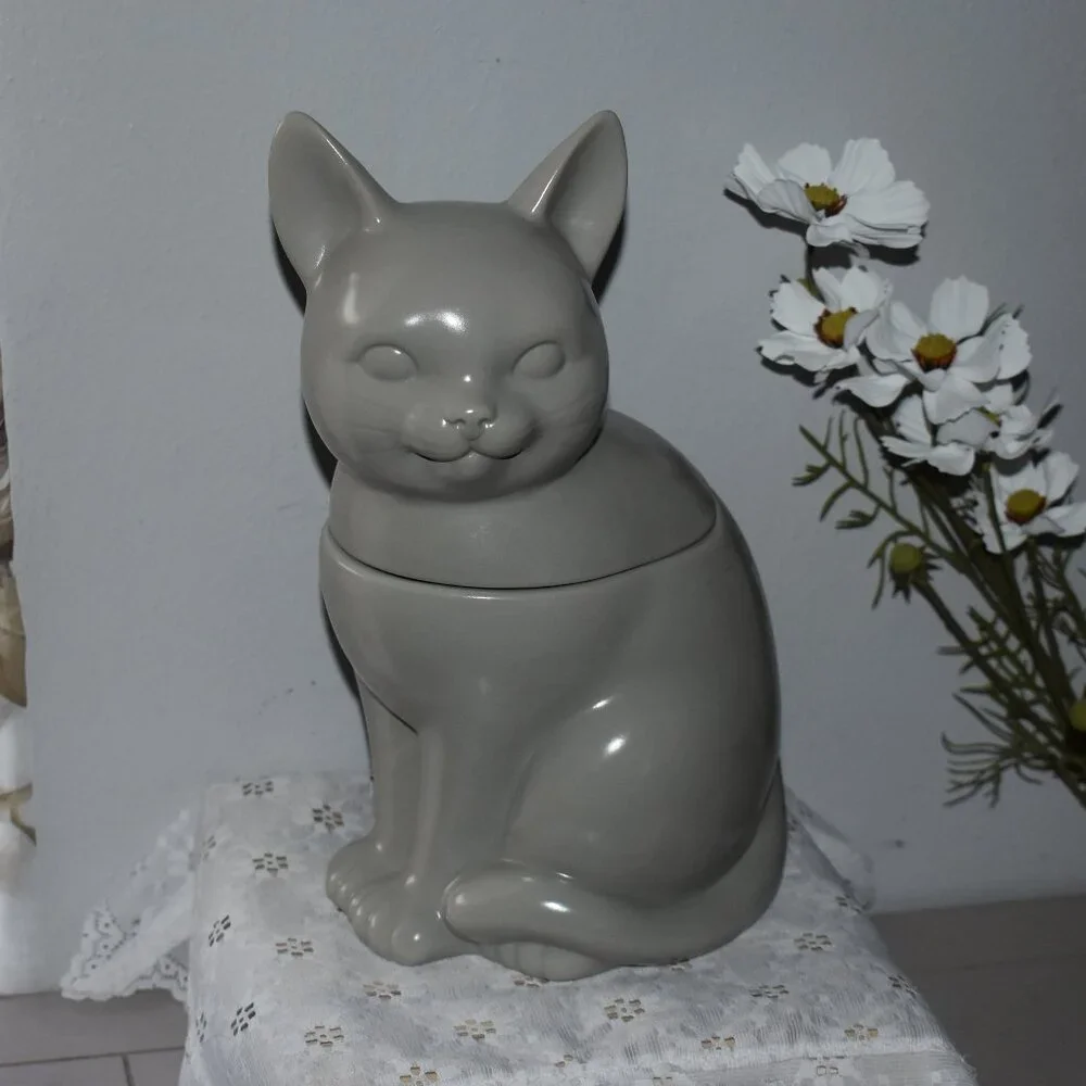 Threshold Stoneware Gray Cat Cookie Jar Cottage Farmhouse Kitchen Decor - Picture 13 of 13